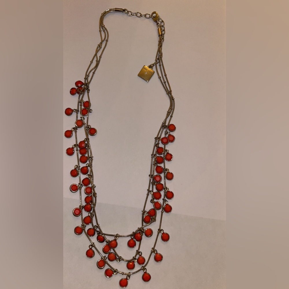 Vintage Classic Anne Kline Watermelon Pink Dangle Charm Necklace